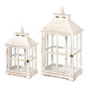 CANDELABRO MADERA Y CRISTAL SET 2 TIPO CASITA