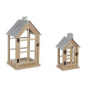 CANDELABRO MADERA / CRISTAL MADERA NATURAL (SET 2)