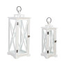 CANDELABRO MADERA / CISTAL BLANCO (SET 2)