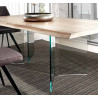 MESA COMEDOR RECTANGULAR PATAS CRISTAL MADERA MACIZA BORDE IRREGULAR