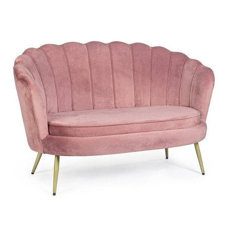 SOFA 2 PLAZAS TIPO OSTRA TERCIOPELO ROSA ANTIK