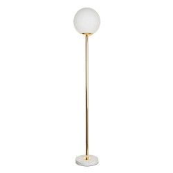 LAMPARA PISO METAL COLOR ORO CRISTAL BLANCO