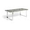MESA COMEDOR RECTANGULAR PATAS CROMADAS CONCHAS CRISTAL