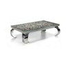 MESA CENTRO RECTANGULAR PATAS CROMADAS CONCHAS CRISTAL