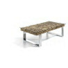 MESA CENTRO RECTANGULAR PATAS CROMADAS MADERA CRISTAL