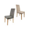 SILLA TAPIZADA PATAS MADERA COLOR GRIS / BEIGE