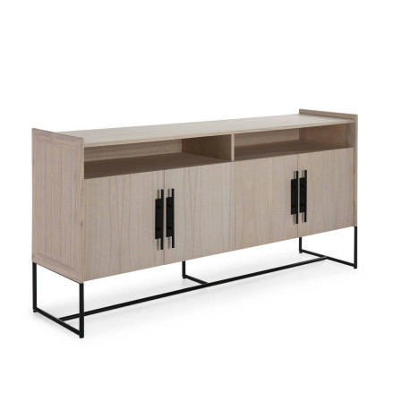 APARADOR 180X46X94 MADERA MINDI NATURALMETAL NEGRO