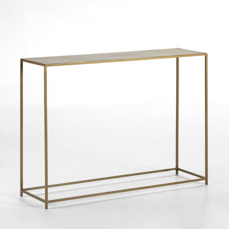 CONSOLA 102X30X76 METAL DORADO CON CENEFA GRIEGA