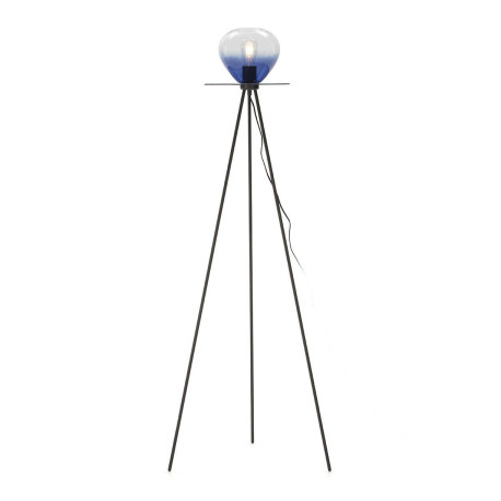 LAMPARA DE PIE 60X60X160 METAL NEGROCRISTAL AZUL