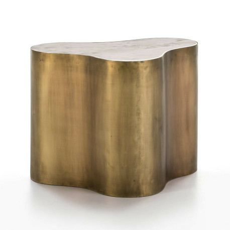 MESA AUXILIAR 65X45X51 MARMOL BLANCOMETAL DORADO