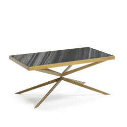 MESA DE CENTRO 106X60X47 MARMOLMETAL DORADO