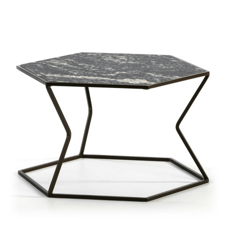 MESA DE CENTRO 61X61X41 MARMOL OSCUROMETAL MARRON OSCURO