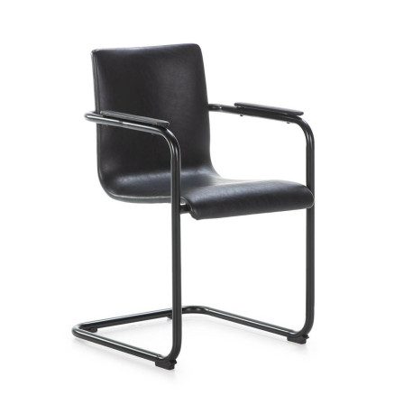 SILLON 50X50X84 METAL NEGROPOLIPIEL NEGRO