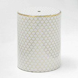 TABURETE 33X33X43 CERAMICA BLANCODORADO