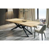 MESA COMEDOR RECTANGULAR EXTENSIBLE ESTRUCTURA HIERRO NEGRO ENCIMERA CHAPA ROBLE