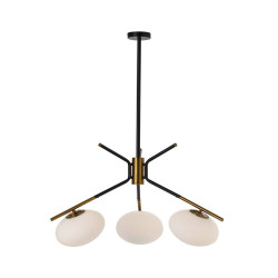 LAMPARA DE TECHO 94x94x100 CRISTAL BLANCO/METAL DORADO/NEGRO