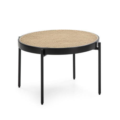 MESA DE CENTRO 66x66x40 RATAN/METAL NEGRO