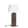 LAMPARA MESA ESTRUCTURA MADERA PANTALLA BLANCA