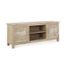 MUEBLE TV 2 PUERTAS ACERO Y MADERA MANGO