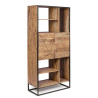 LIBRERIA 2 PUERTAS 6 ESTANTES ACERO Y MADERA DE ACACIA