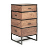 CAJONERA 4 CAJONES CRUZADOS ACERO Y MADERA ACACIA