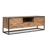 MUEBLE TV 2 PUERTAS 1 CAJON 1 NICHO ACERO Y MADERA DE ACACIA