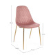 SILLA TAPIZADA POLIESTER TERCIOPELO ROSA ESTRUCTURA METAL DORADO