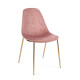 SILLA TAPIZADA POLIESTER TERCIOPELO ROSA ESTRUCTURA METAL DORADO