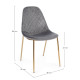 SILLA TAPIZADA POLIESTER TERCIOPELO GRIS ESTRUCTURA METAL DORADO