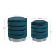 POUF CONTENEDOR SET 2 TAPIZADO EFECTO TERCIOPELO AZUL BASE COLOR PLATA