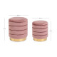 PUFF CONTENEDOR SET 2 TAPIZADO EFECTO TERCIOPELO ROSA BASE COLOR ORO