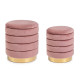 PUFF CONTENEDOR SET 2 TAPIZADO EFECTO TERCIOPELO ROSA BASE COLOR ORO