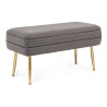 BANCO CONTENEDOR TAPIZADO IMITACION TERCIOPELO GRIS OSCURO PATAS DORADAS