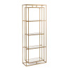 ESTANTERIA DE ACERO PINTADA ORO BALDAS DE CRISTAL