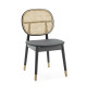 SILLA 47x54x86 MADERA NEGRO/POLIPIEL XH23B NEGRO/RATTAN NATURAL/METAL DORADO