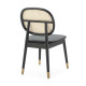 SILLA 47x54x86 MADERA NEGRO/POLIPIEL XH23B NEGRO/RATTAN NATURAL/METAL DORADO