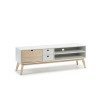 MUEBLE TV 1 PUERTA 2 HUECOS 2 CAJONES DM PINO BLANCO/NATURAL