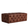 PUFF RECTANGULAR CAPITONEADO CUERO DE VACA MARRON ESTILO VINTAGE