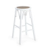 TABURETE ALTO BLANCO MADERA OLMO CHAPADA RATAN NATURAL