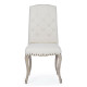 SILLA TAPIZADA BEIGE CAPITONEADA ESTRUCTURA MADERA CAUCHO