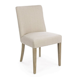 SILLA TAPIZADA LINO BEIGE ESTRUCTURA MADERA ROBLE