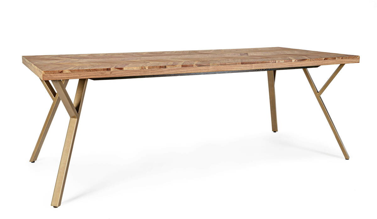 Mesa de comedor de diseño en madera de acacia y acero pintado