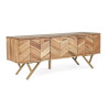 MUEBLE TV 3 PUERTAS MADERA ACACIA PATAS ACERO DORADO