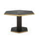 MESA COMEDOR 135x117x78 MADERA MARRON OSCURO/METAL DORADO