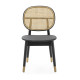 SILLA 47x54x86 MADERA NEGRO/POLIPIEL XH23B NEGRO/RATTAN NATURAL/METAL DORADO