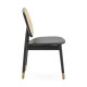 SILLA 47x54x86 MADERA NEGRO/POLIPIEL XH23B NEGRO/RATTAN NATURAL/METAL DORADO