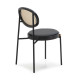 SILLA 43x53x83 RATAN/P.PIEL NEGRO/METAL NEGRO/DORADO