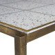 MESA DE CENTRO 65X59X41 HIERRO DORADO ANTICTERRAZO EPOXI BLANCO CON METAL INCRUSTADO