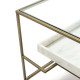 MESA DE CENTRO 111X76X45 CRISTALMARMOL BLANCOMETAL DORADO