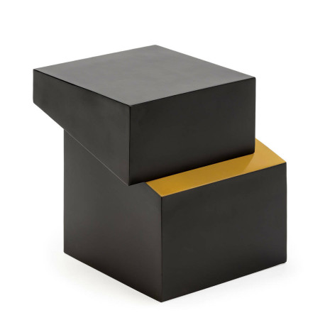 MESA AUXILIAR 40X42X43 METAL NEGRO/DORADO